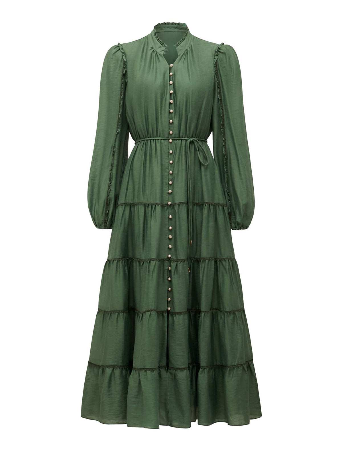 Jessie Button Down Midi Leaf Green_mannequin
