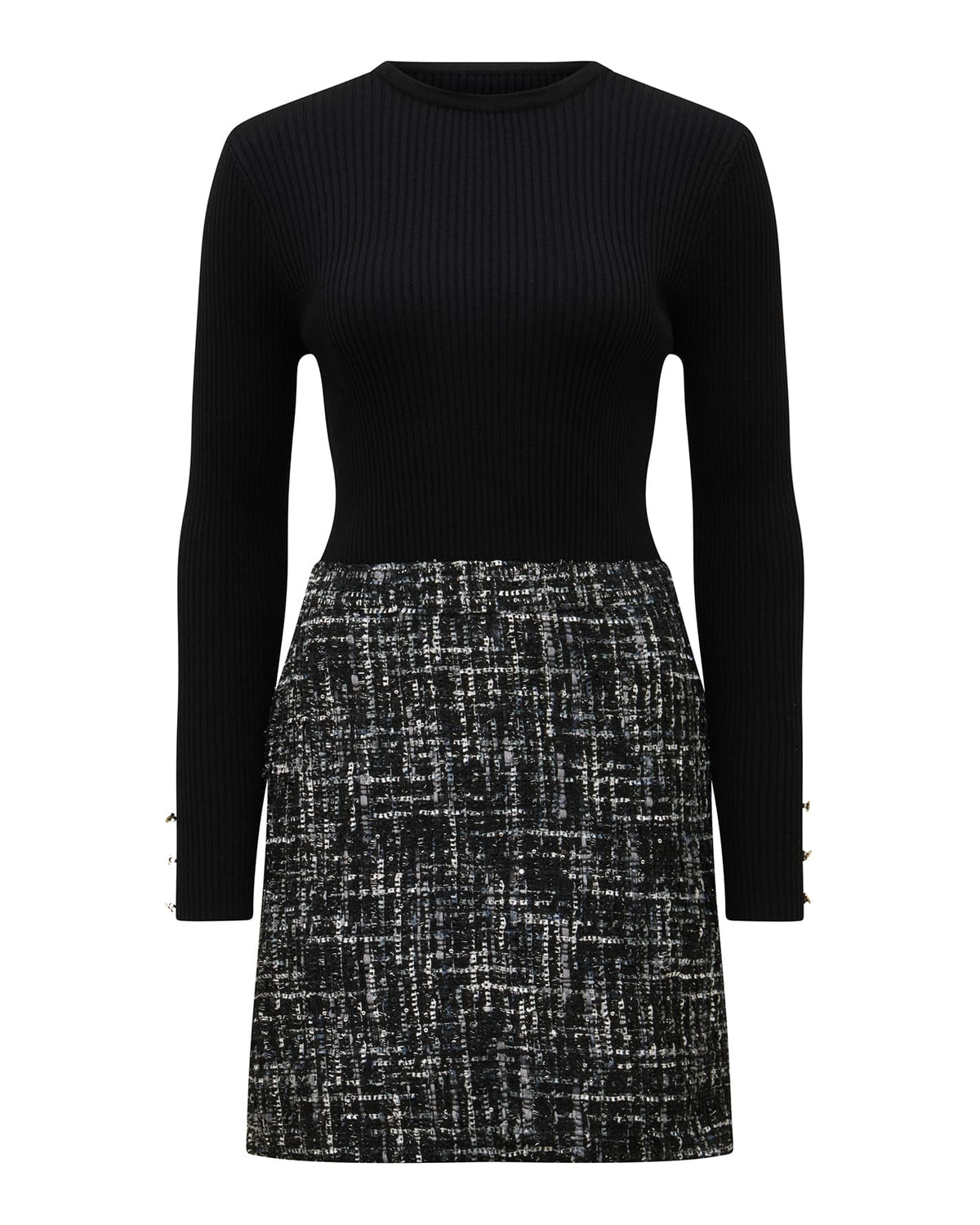 Gina Boucle Knit Mini Dress Black_mannequin