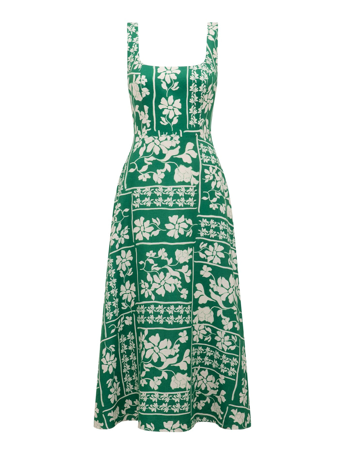 Tori Square-Neck Linen Midi Dress Lola Stencil_mannequin