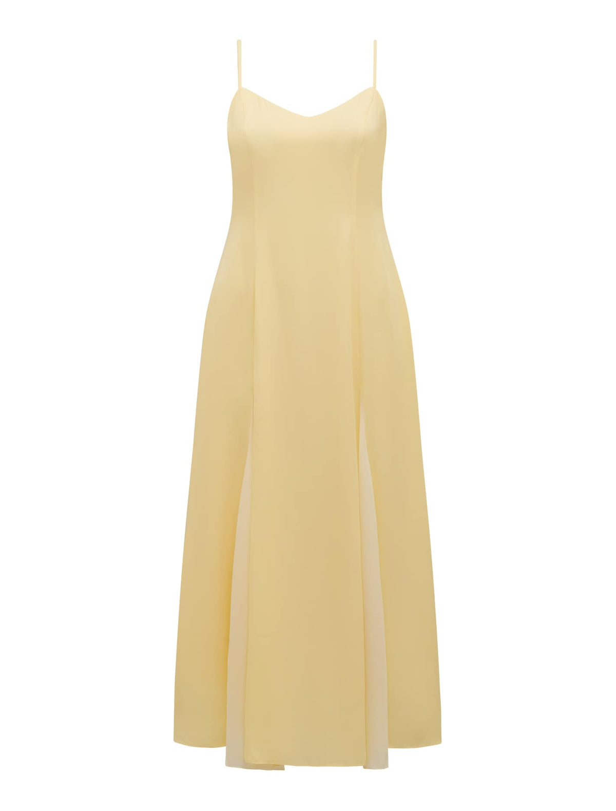 Dahlia Contrast Godet Maxi Dress Spring Daffodil/Cream_mannequin