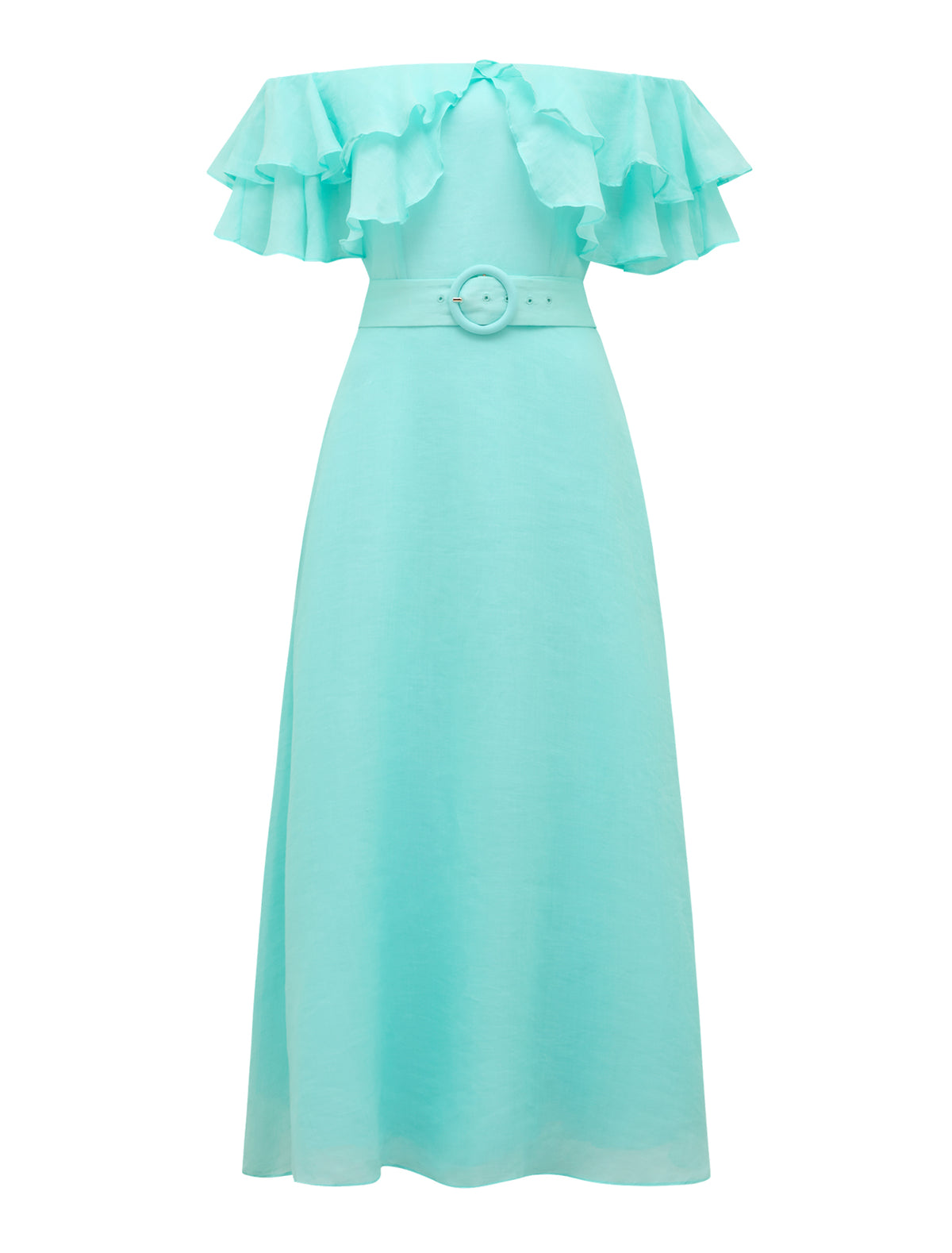 Jemima Ruffle Midi Dress Aqua Splash_mannequin