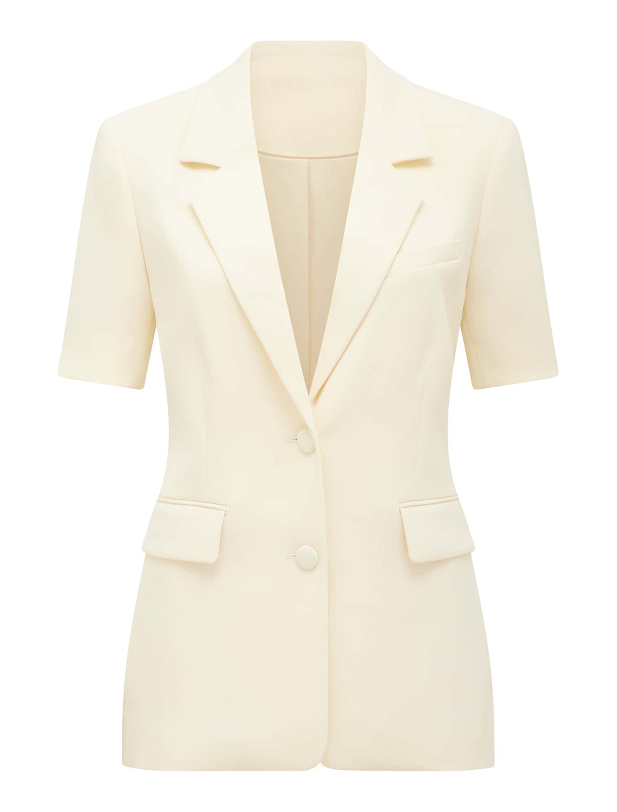 Azura Petite Short Sleeve Jacket Butter Cream Co ord_mannequin