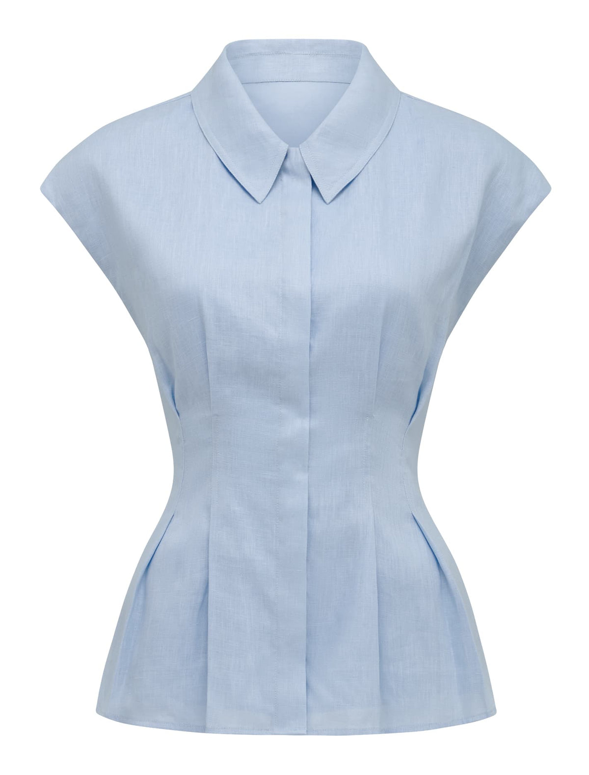 Carina Pleated Shirt Light Blue_mannequin