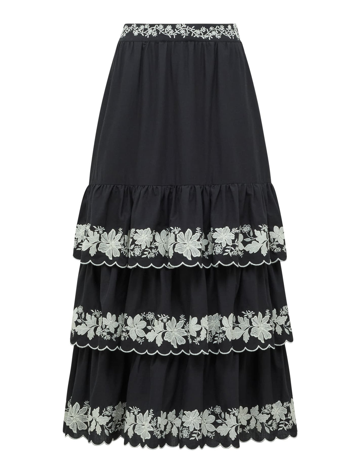 Blaire Embroidery Maxi Skirt Black Vera Co-ord_mannequin