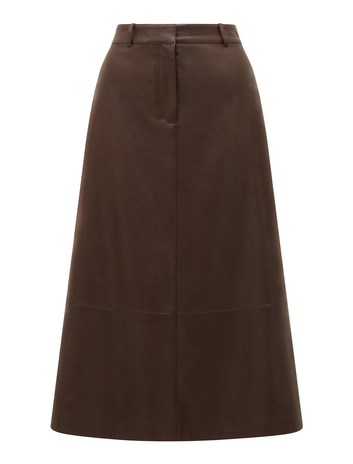 Jaelyn Vegan Leather Midi Skirt Dark Chocolate_mannequin