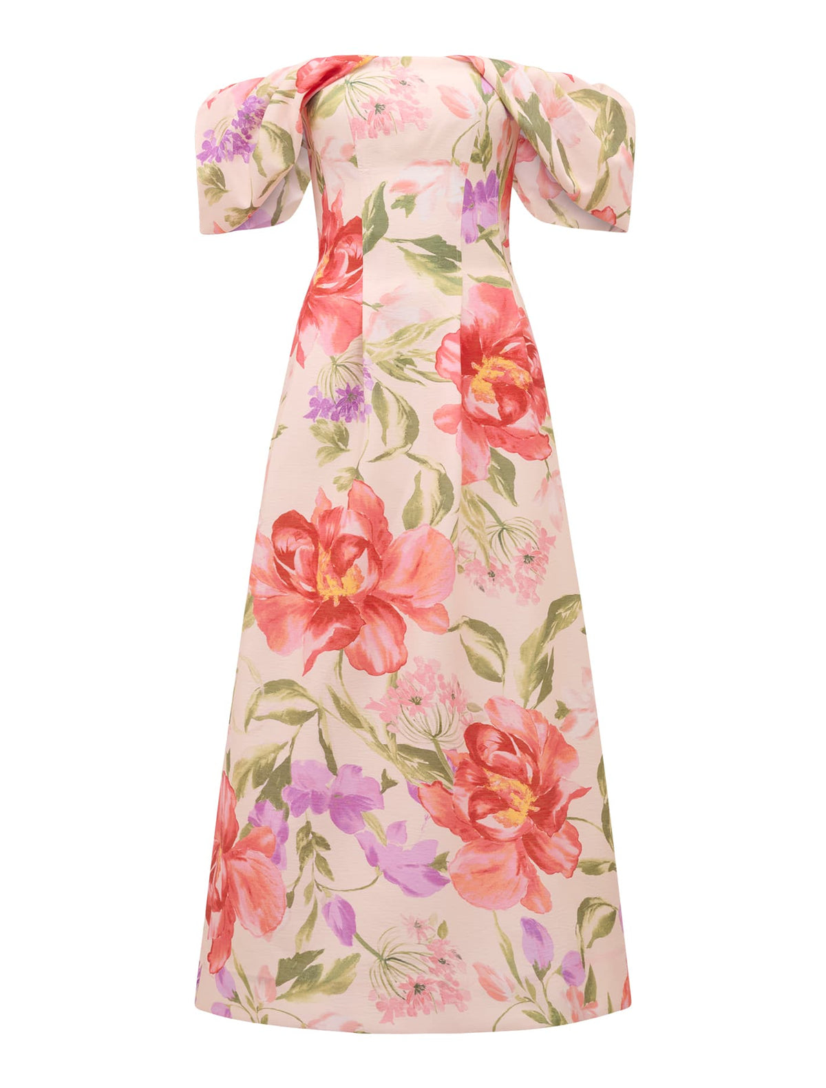 Janie Off-Shoulder Midi Dress Pink Lyell Floral_mannequin