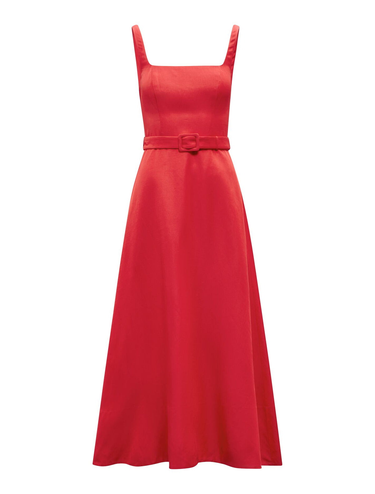 Hayden Square Neck Midi Dress Red_mannequin