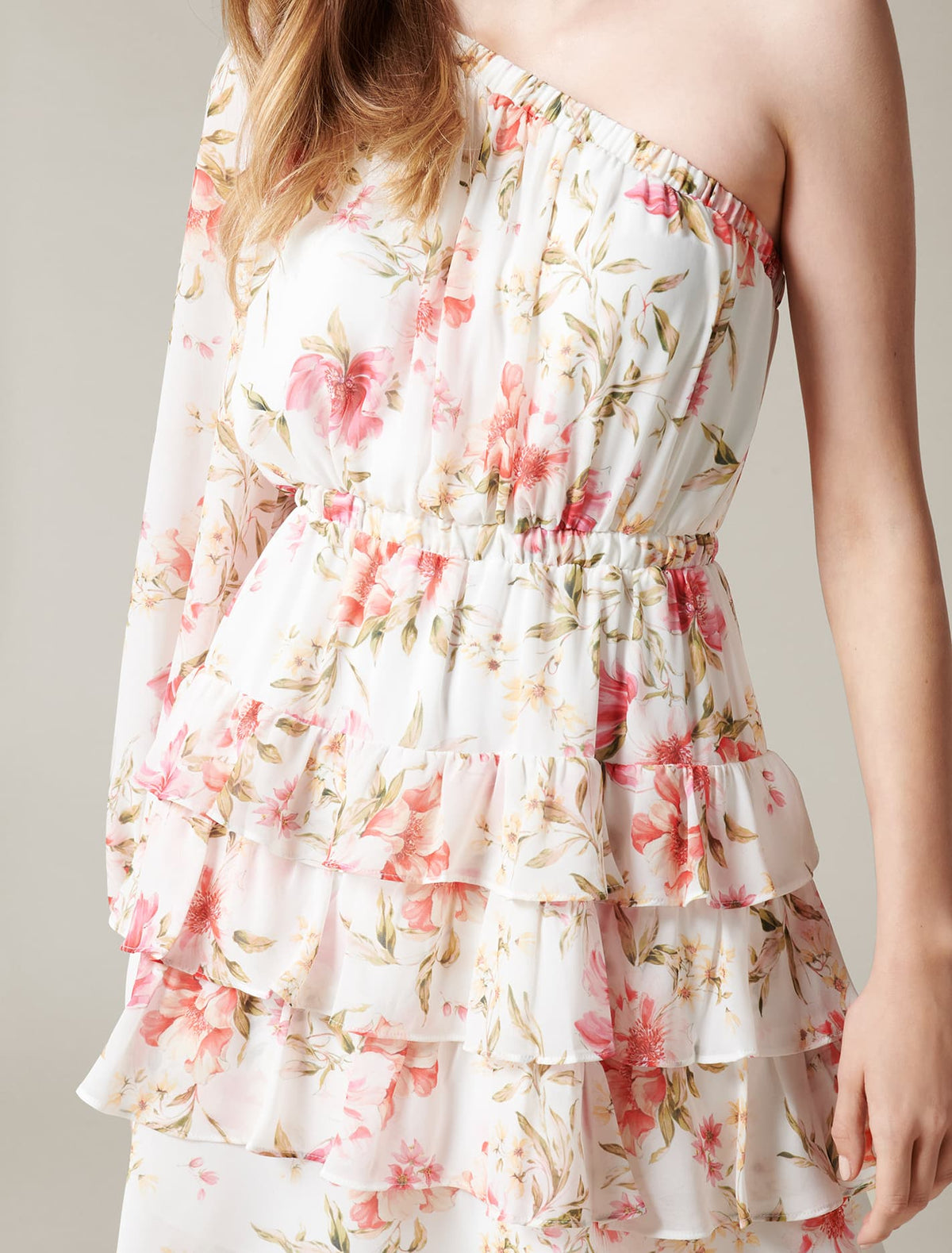 Priya Ruffle One-Shoulder Mini Dress Summer Tropics
