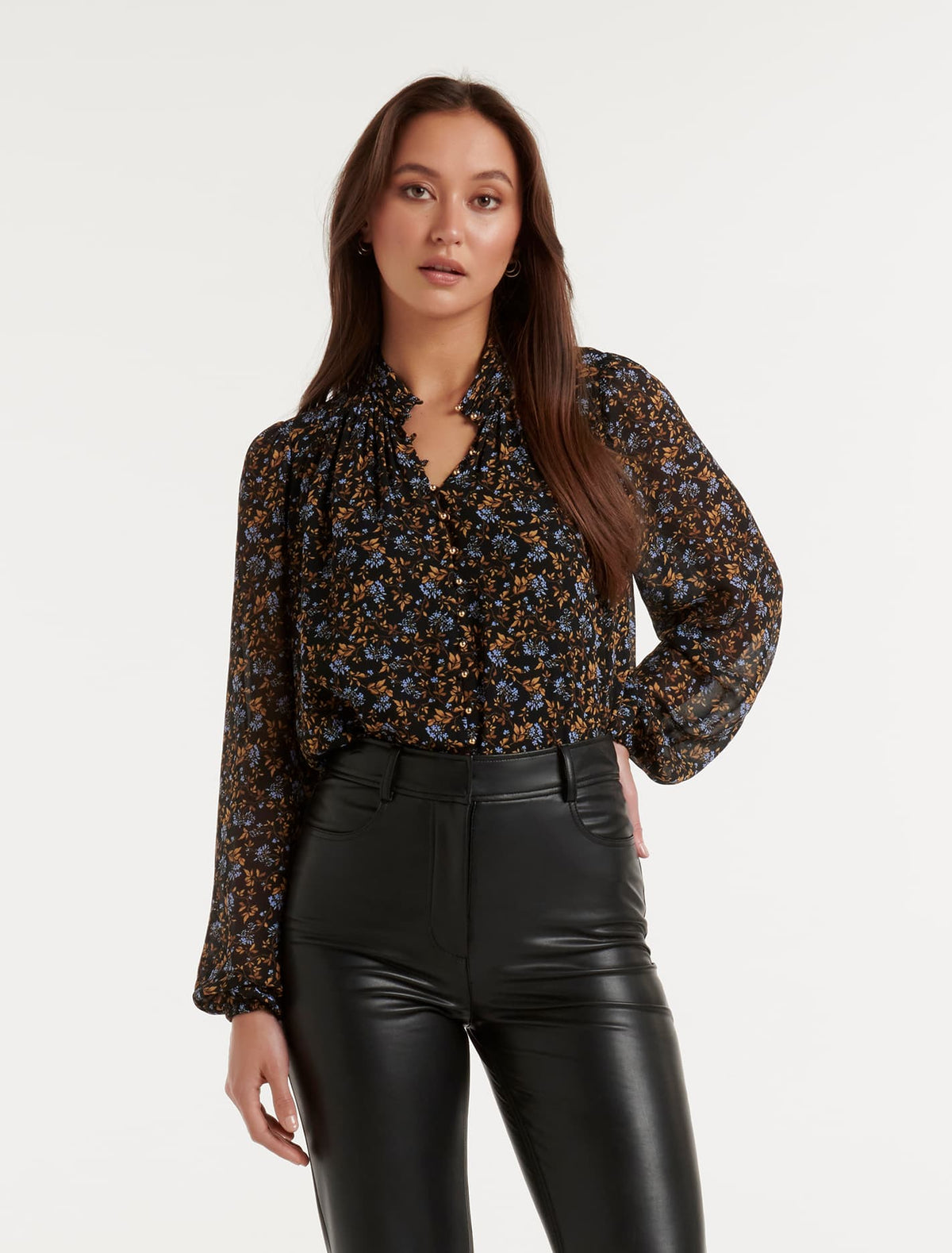 Gwen Button Detail Blouse Everly Ditsy