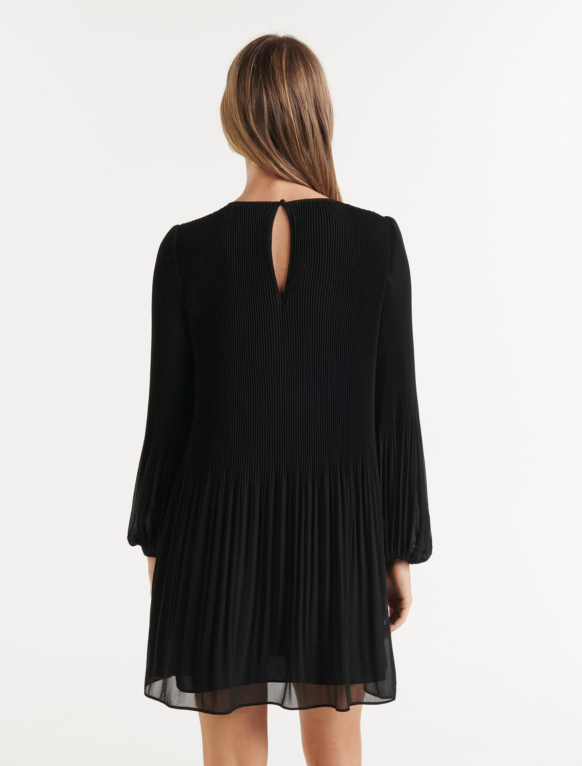Anna Pleat Mini Dress Black