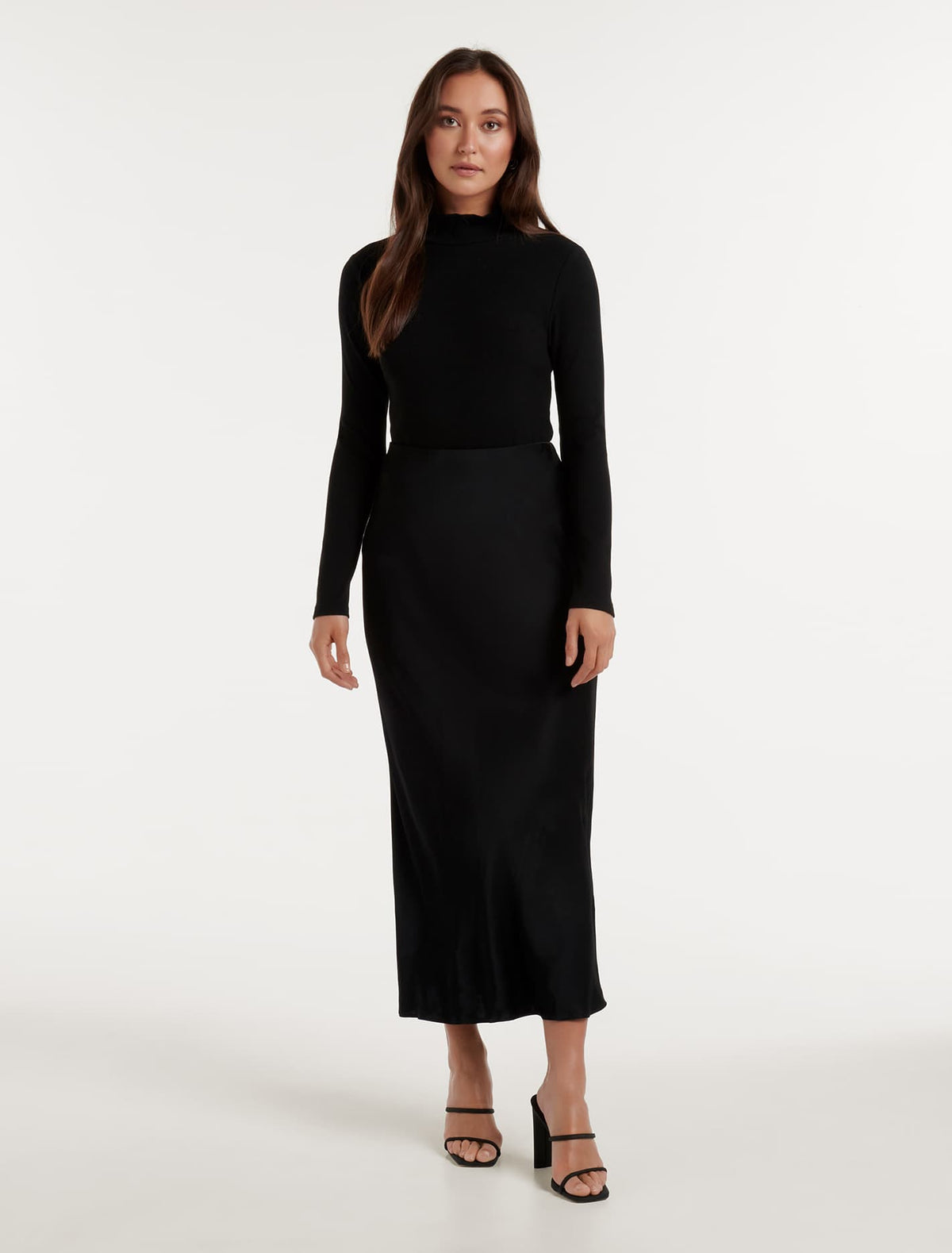 Portia Bias Midi Skirt Black