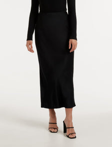 Portia Bias Midi Skirt Black