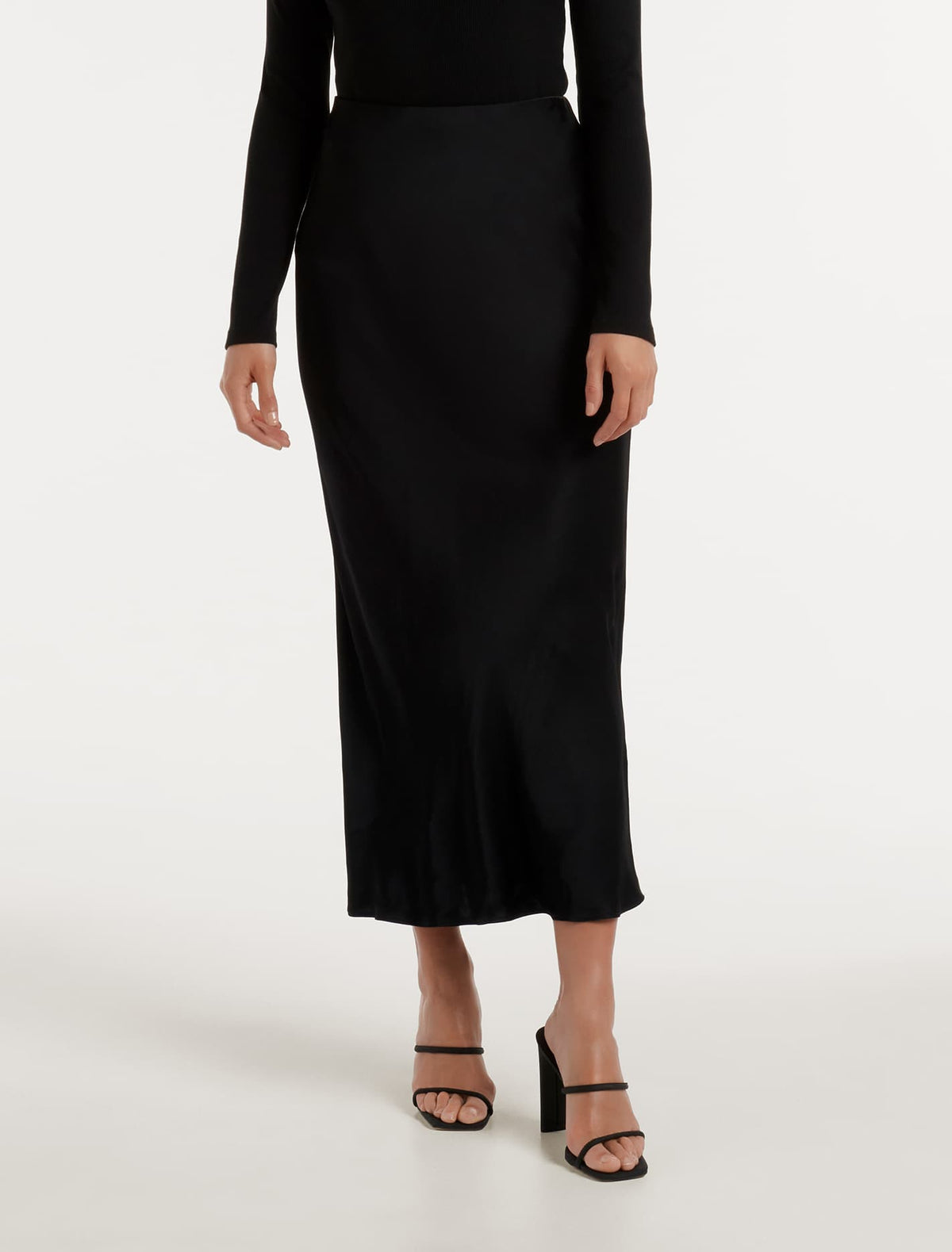 Portia Bias Midi Skirt Black