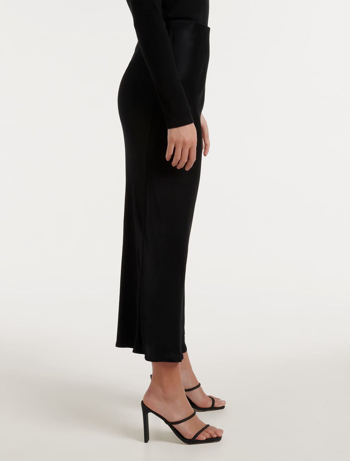Portia Bias Midi Skirt Black