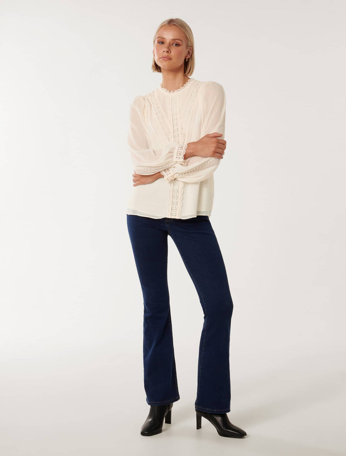 Dion Lace Insert Blouse Lottie Cream