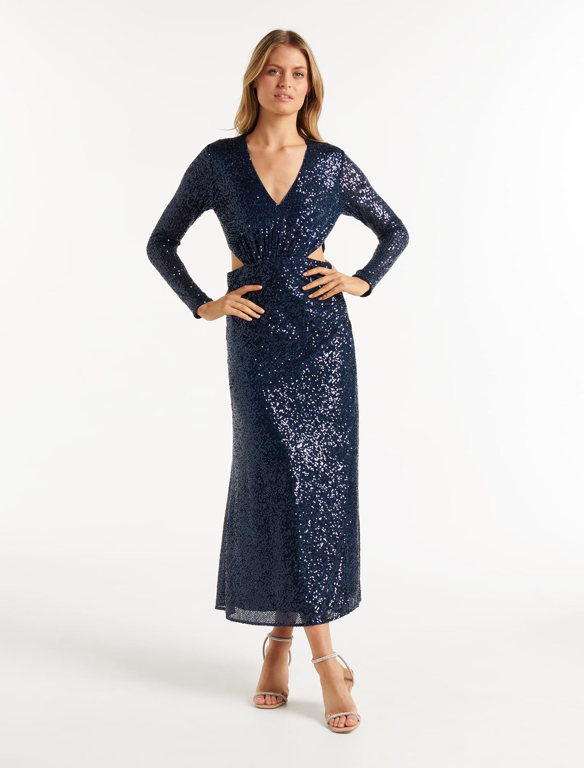 Rylie Sequin Cut-Out Dress Navy