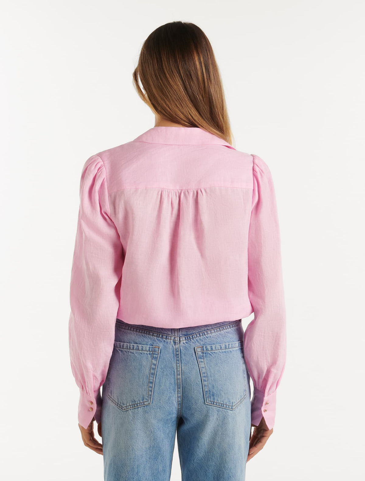 Ren Linen Button Through Blouse Bubblegum Pink