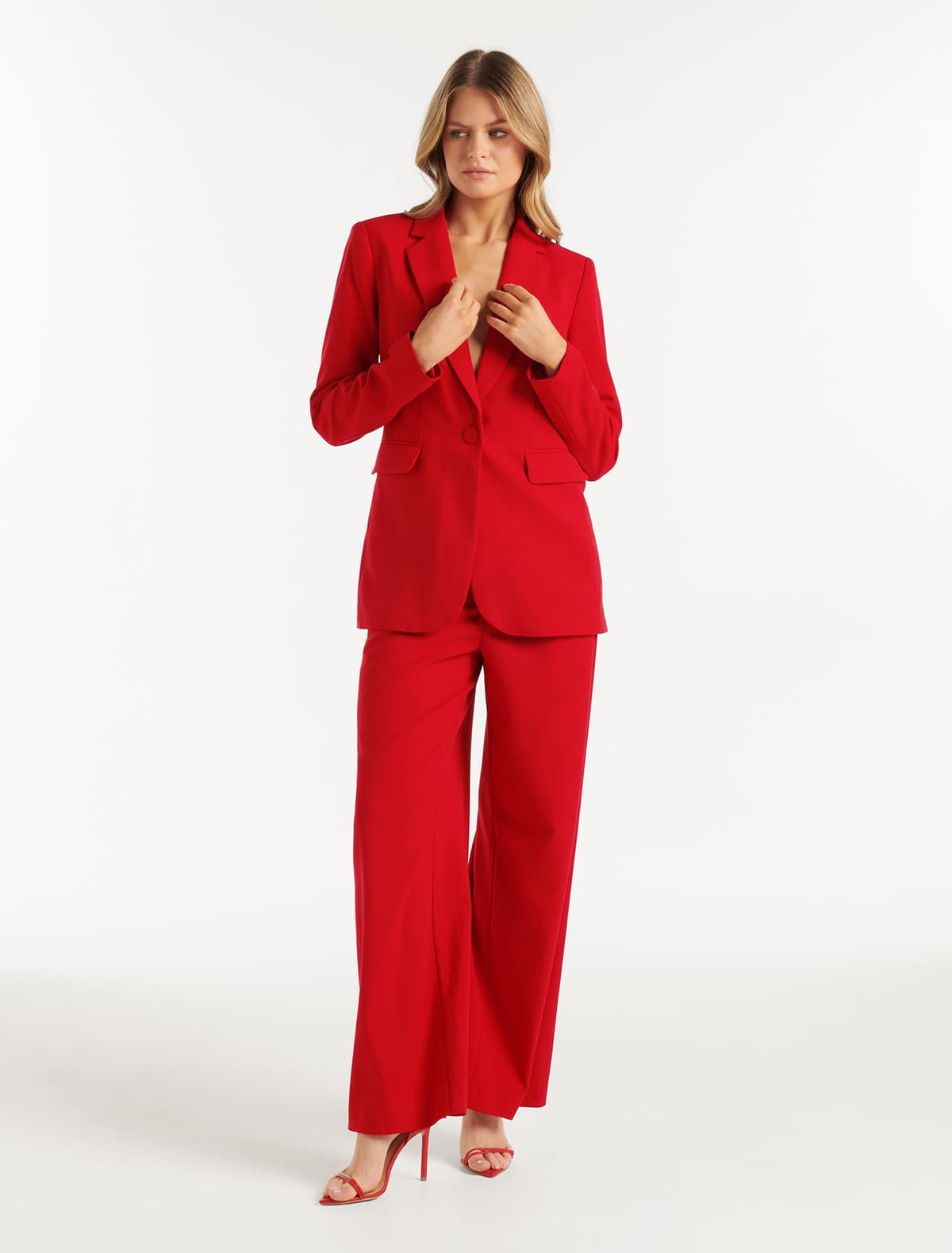 Isla Straight-Leg Pants Red Suit