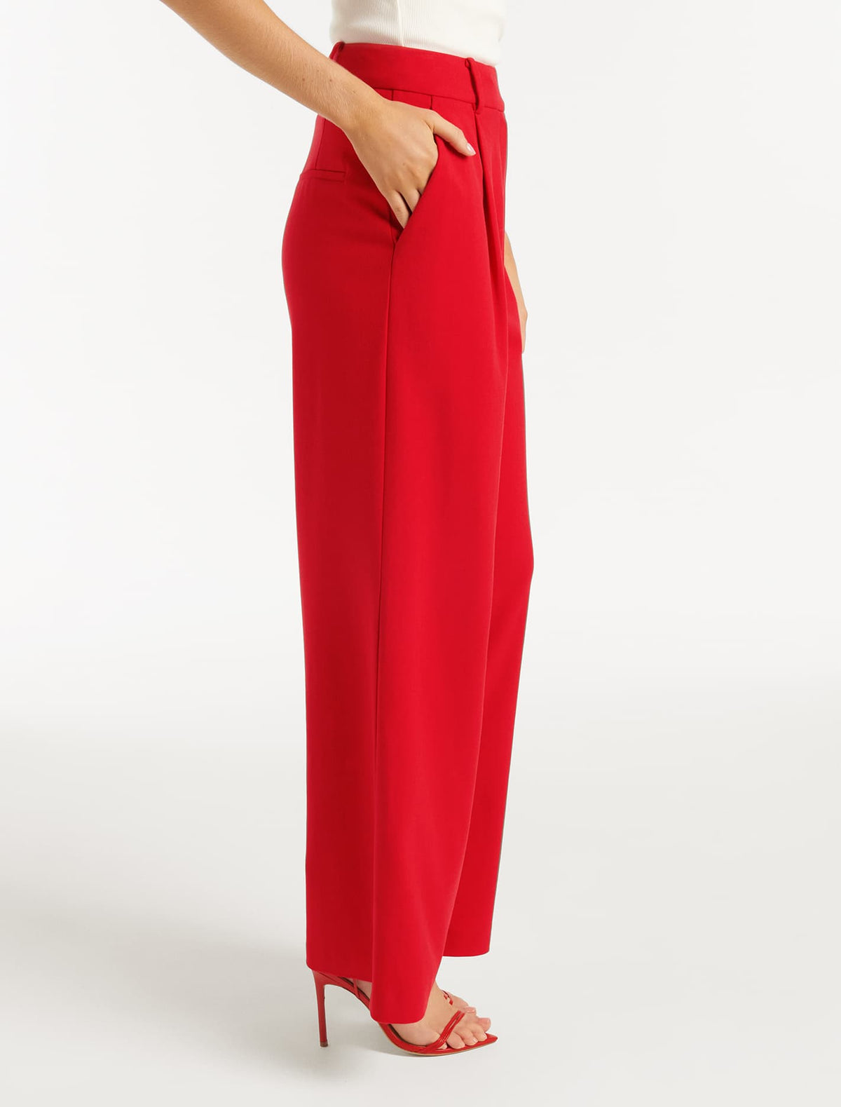 Isla Straight-Leg Pants Red Suit