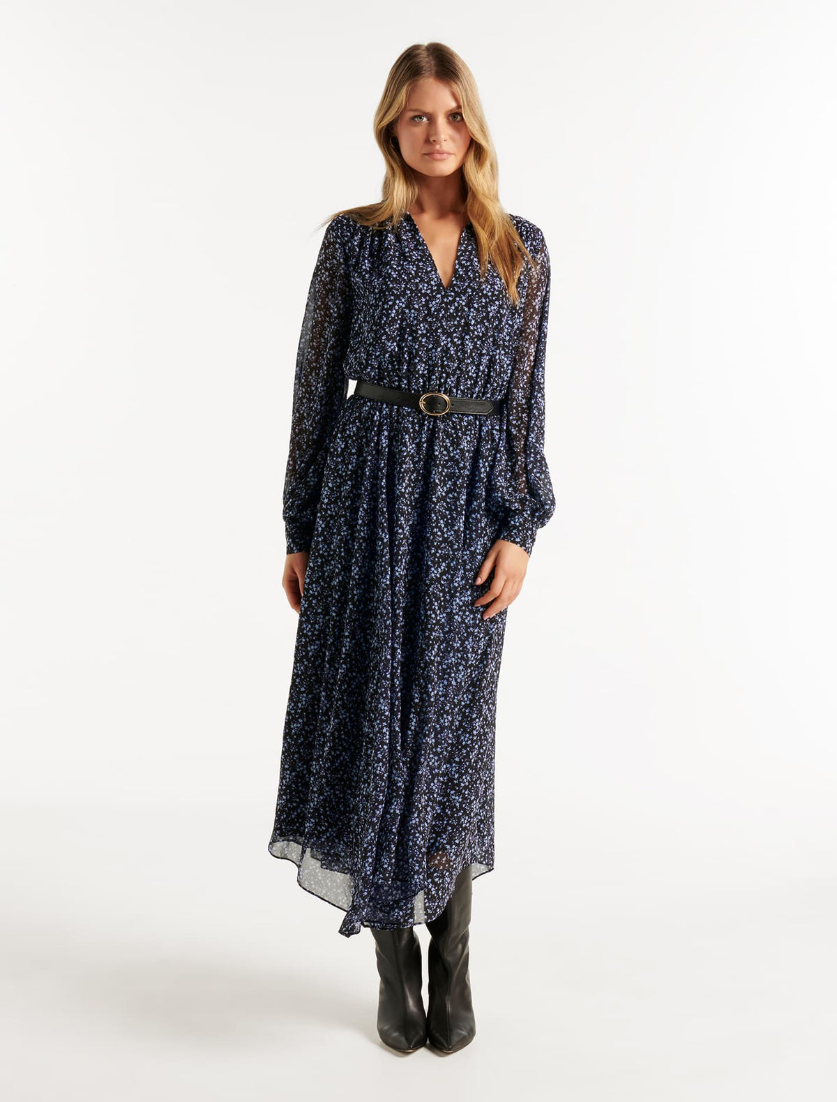 Amber Belted Midi Dress Mercer Ditsy