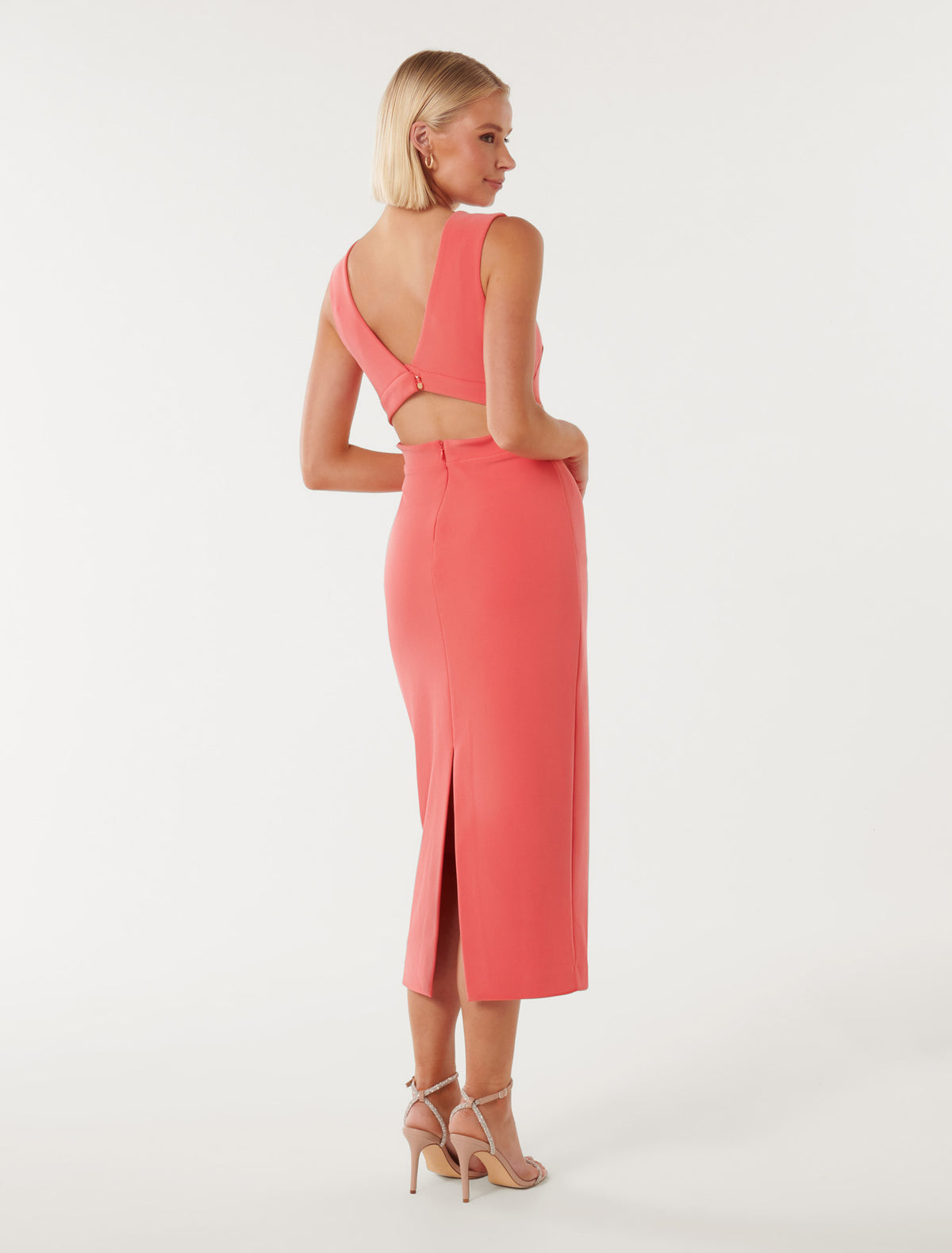 Alexis Bodycon Midi Dress Coral Crush