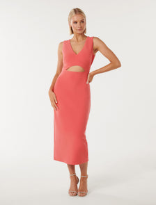 Alexis Bodycon Midi Dress Coral Crush