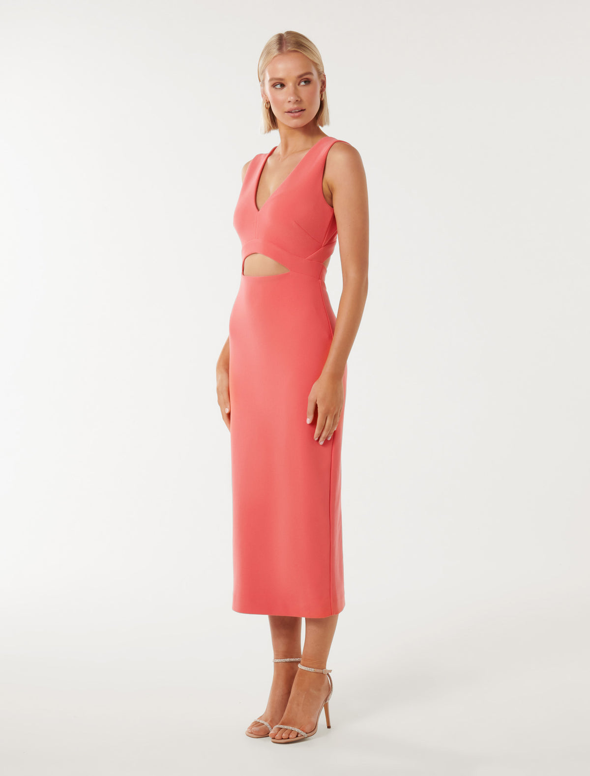 Alexis Bodycon Midi Dress Coral Crush