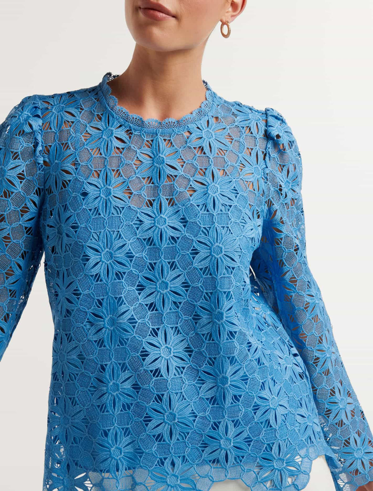 Katrina Lace Shell Top Soft Blue