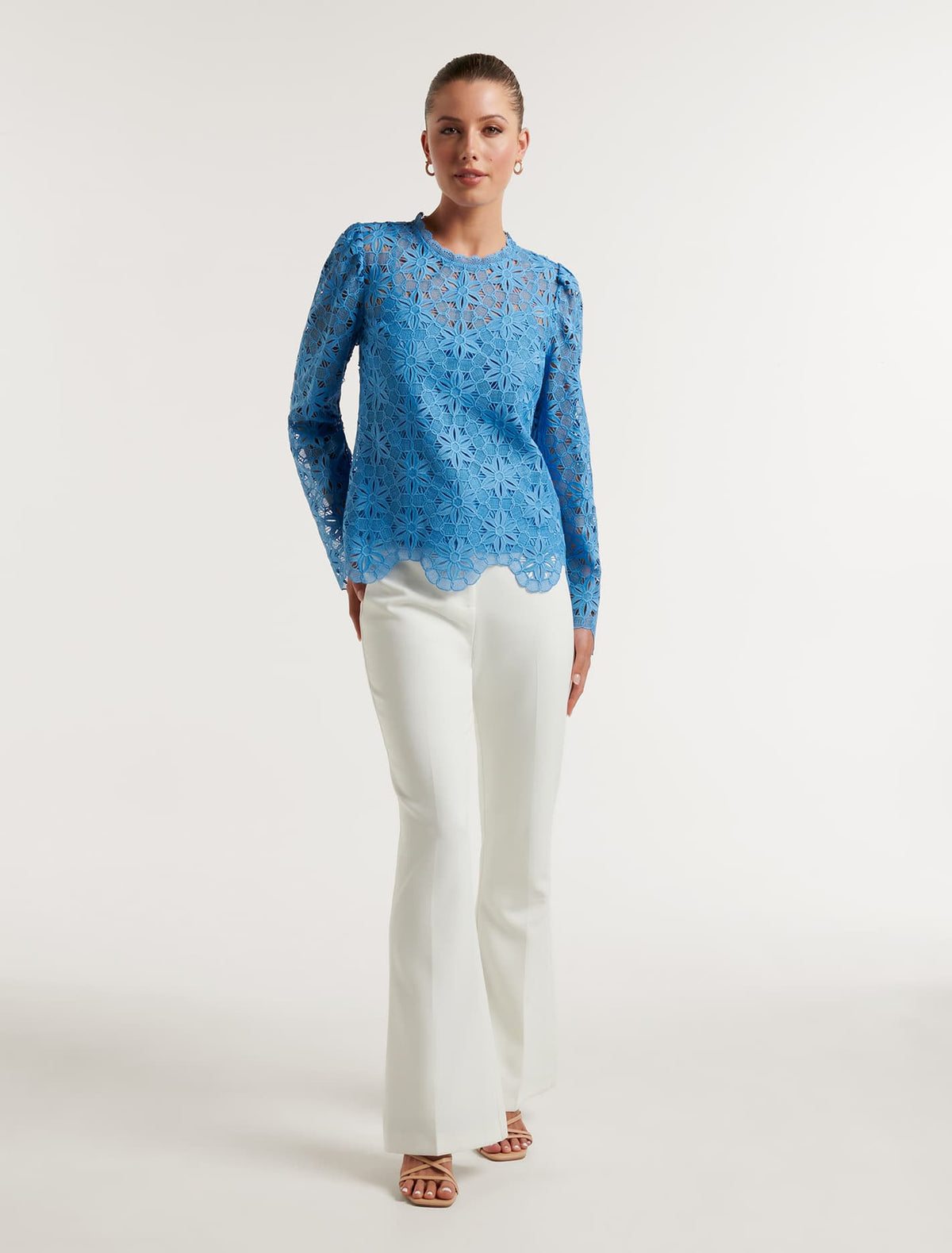 Katrina Lace Shell Top Soft Blue