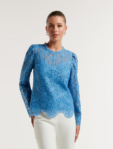 Katrina Lace Shell Top Soft Blue