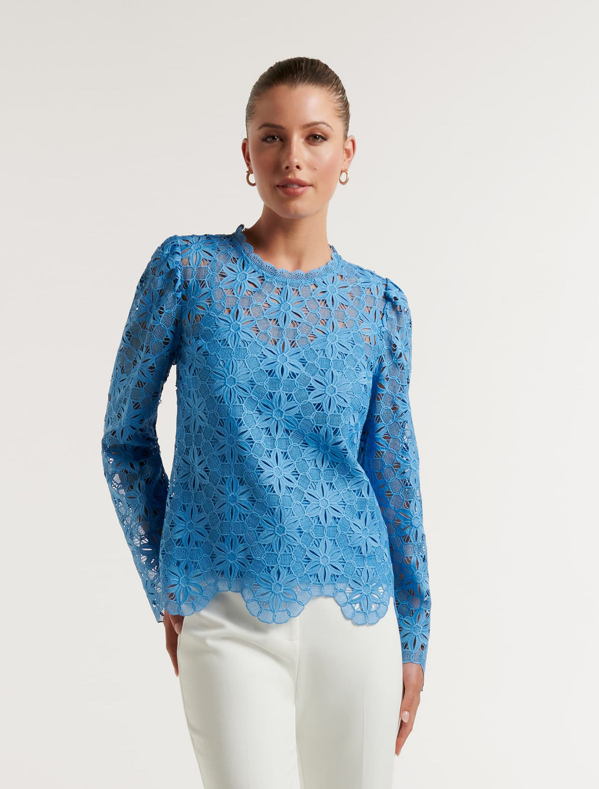 Katrina Lace Shell Top Soft Blue