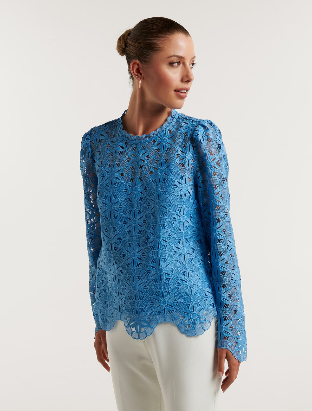 Katrina Lace Shell Top Soft Blue