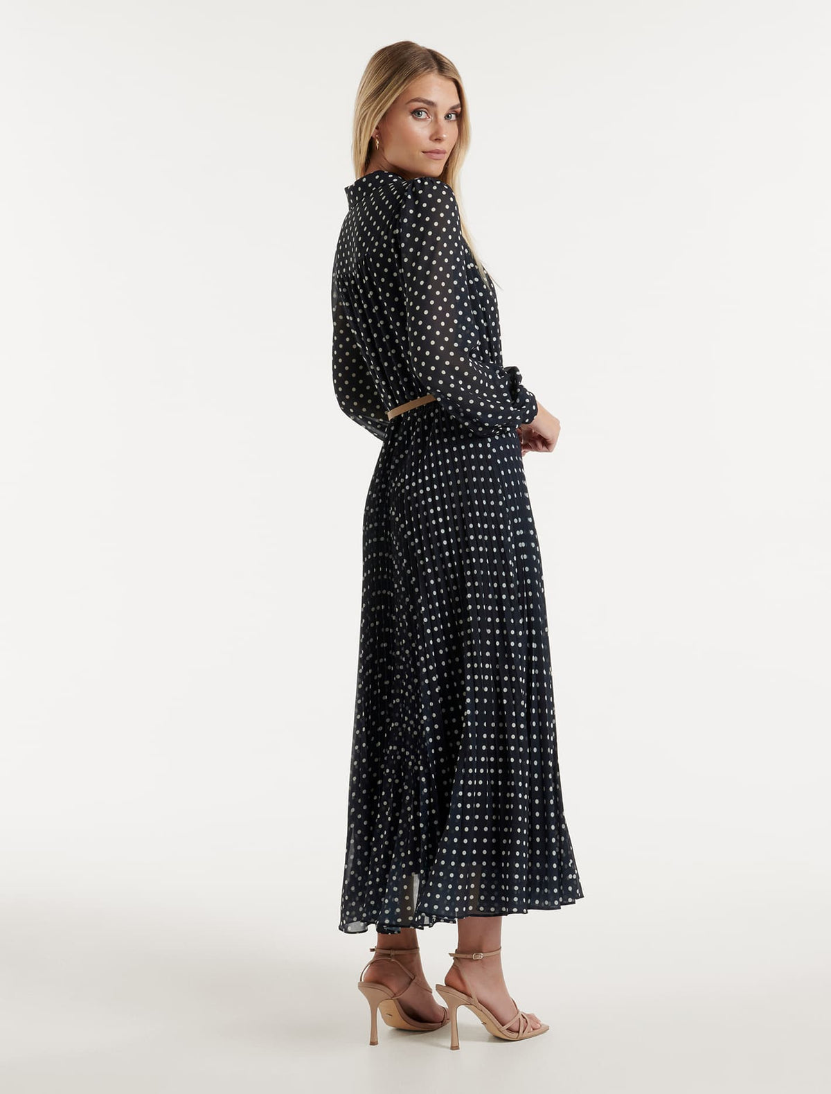 Antonella Pleated Shirt Midi Dress Canterbury Spot