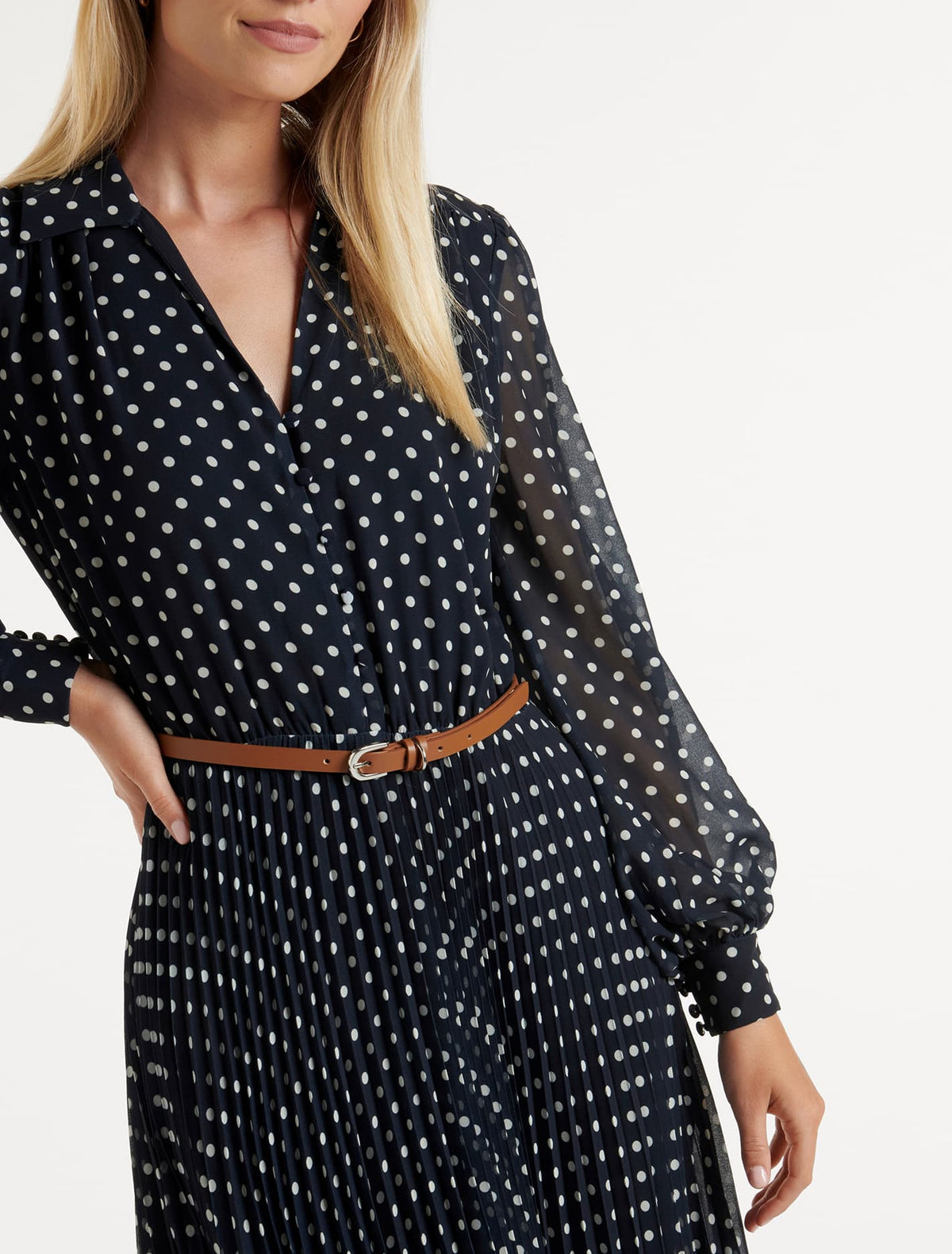 Antonella Pleated Shirt Midi Dress Canterbury Spot