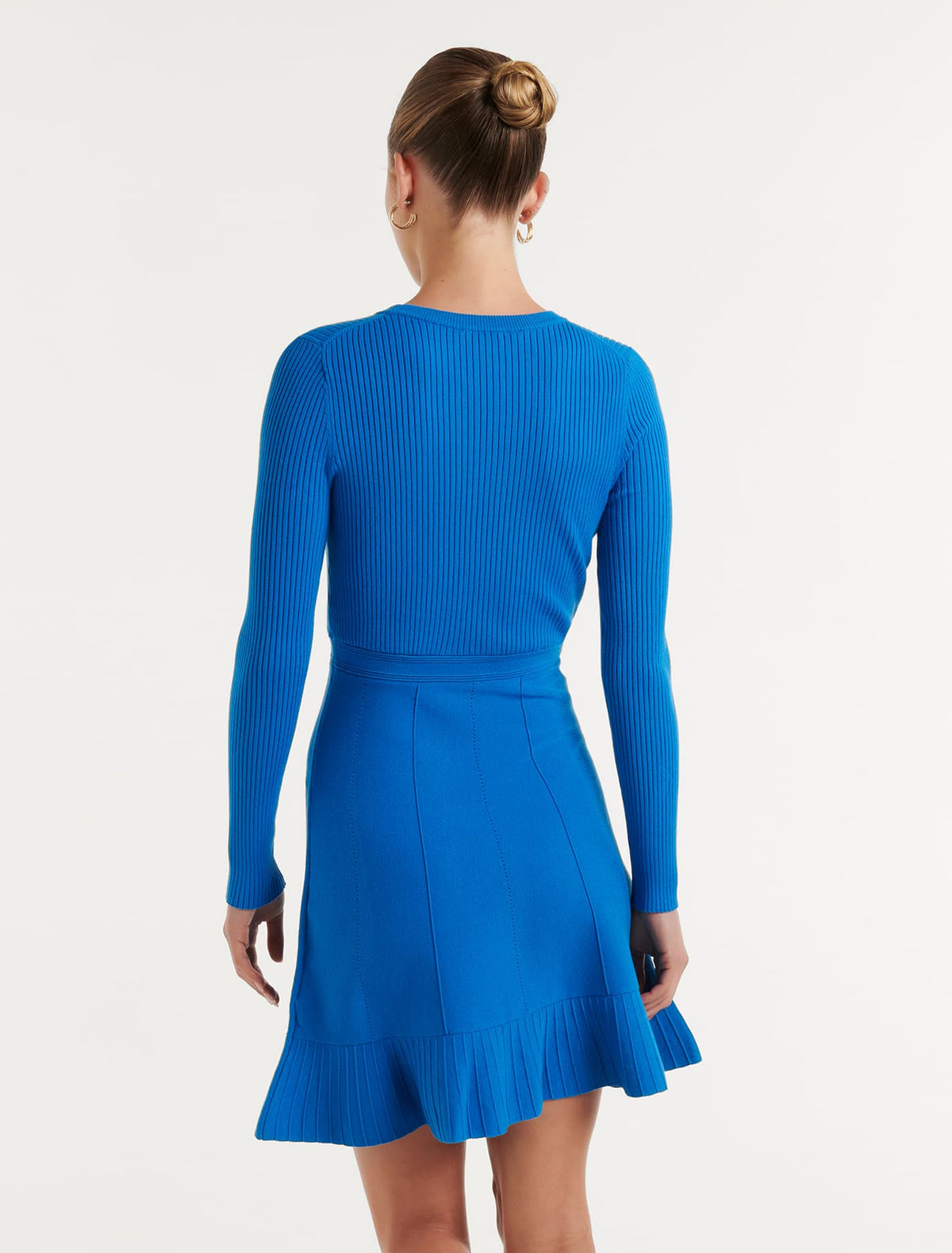 Cleo Long Sleeve Mini Knit Dress Blue Pigment