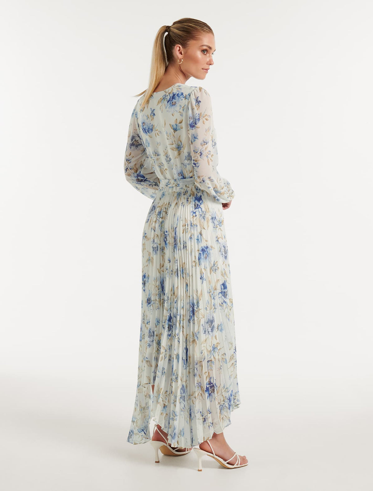 Blaire Pleated Midi Dress Porcelain Augustine Floral