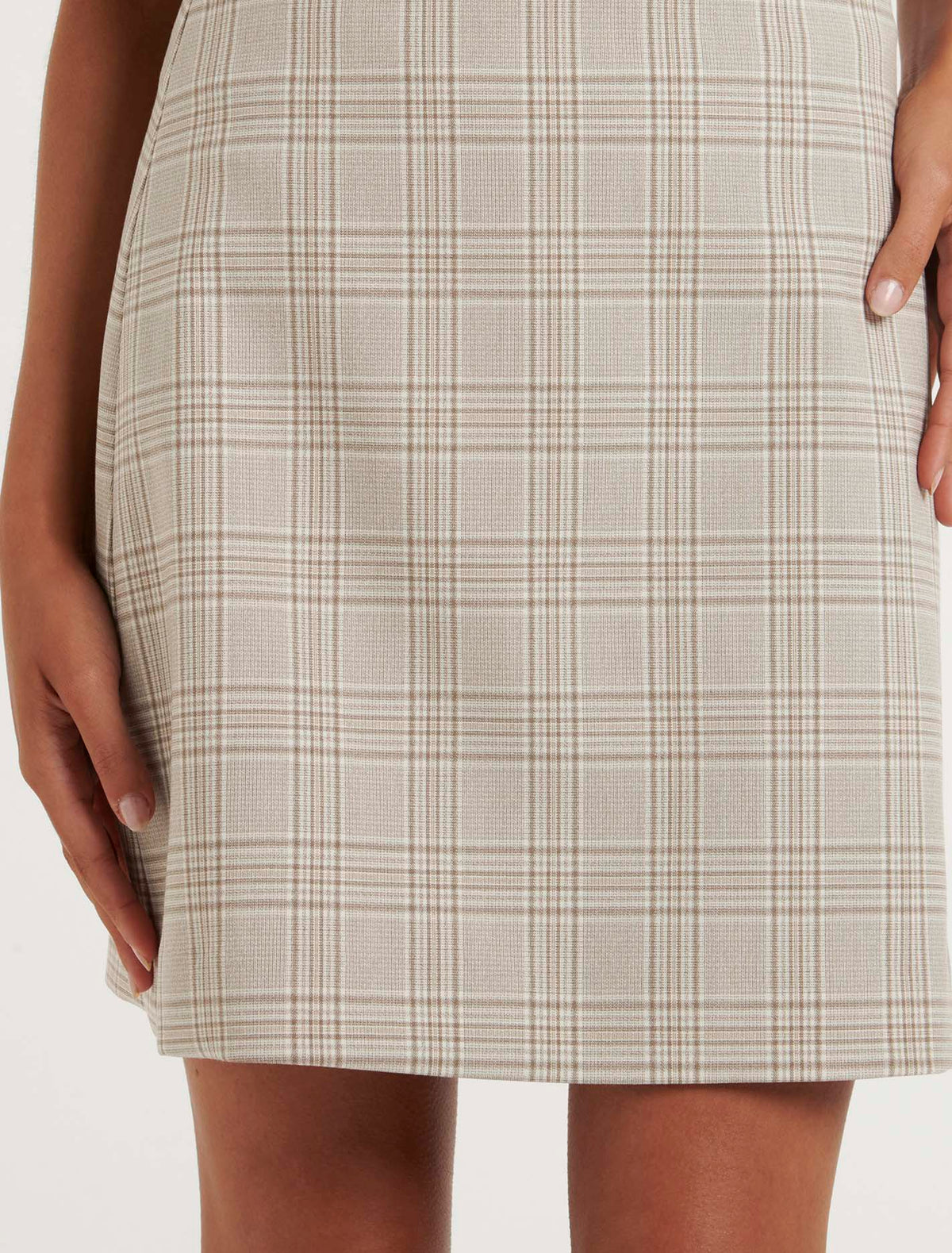 Blair Petite Check Mini Skirt Beige Check Suit