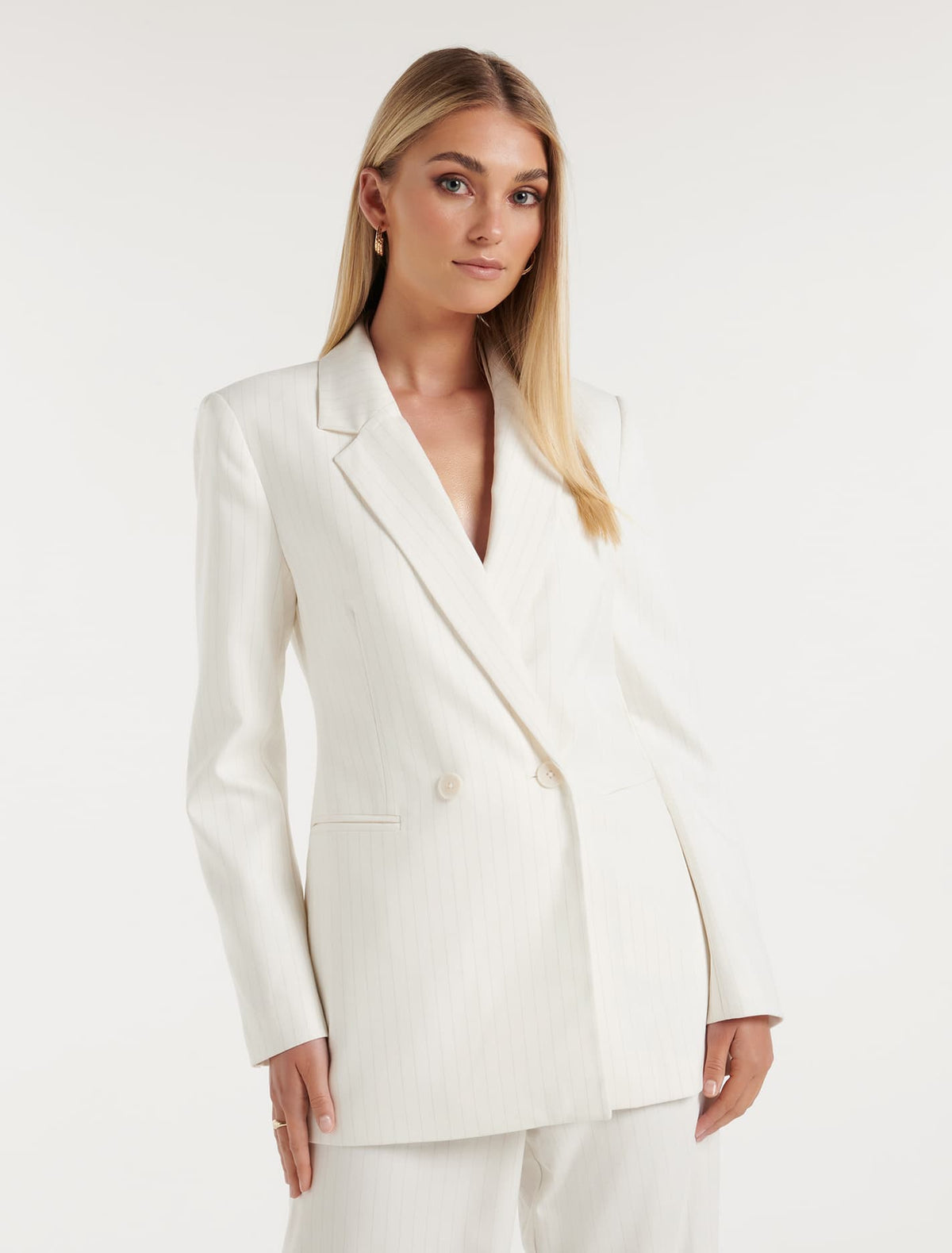 Elle Pinstripe Suit Ivory Pinstripe Suit