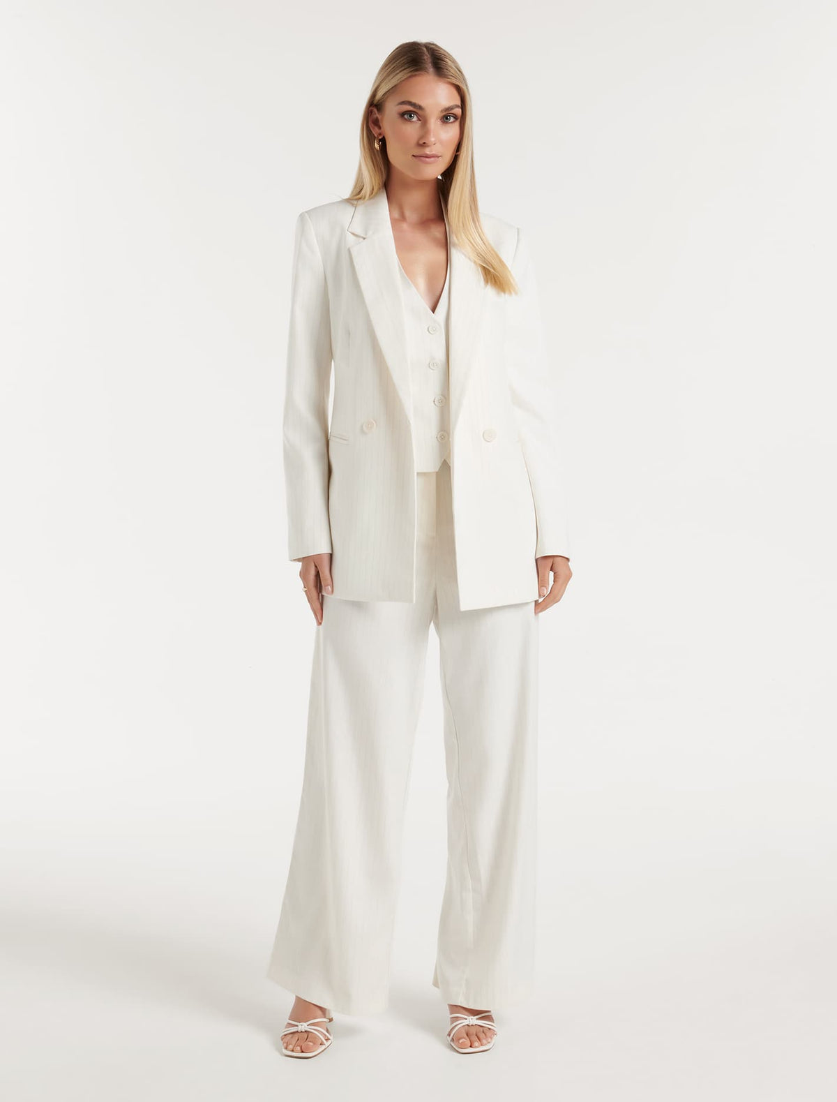 Elle Pinstripe Suit Ivory Pinstripe Suit