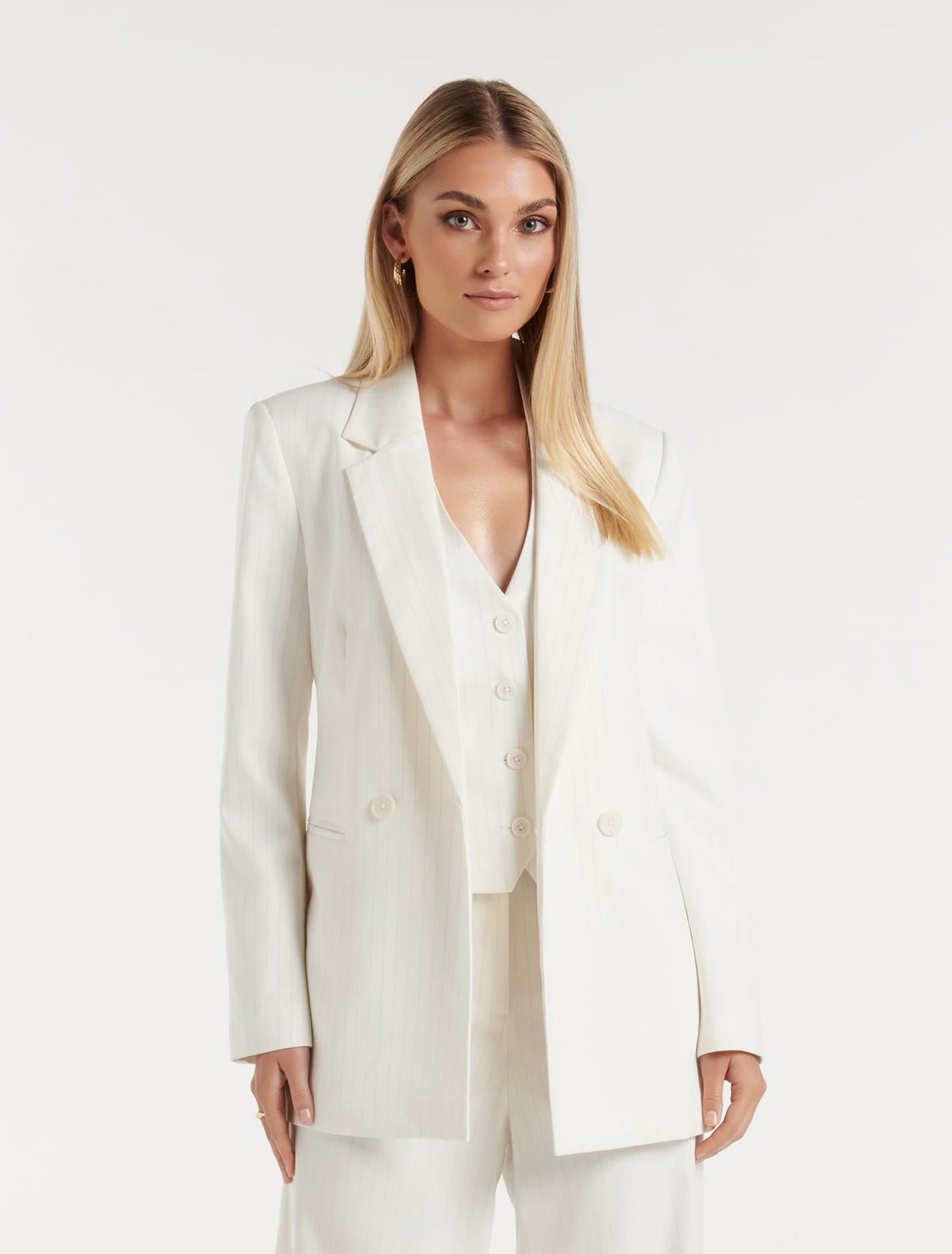 Elle Pinstripe Suit Ivory Pinstripe Suit
