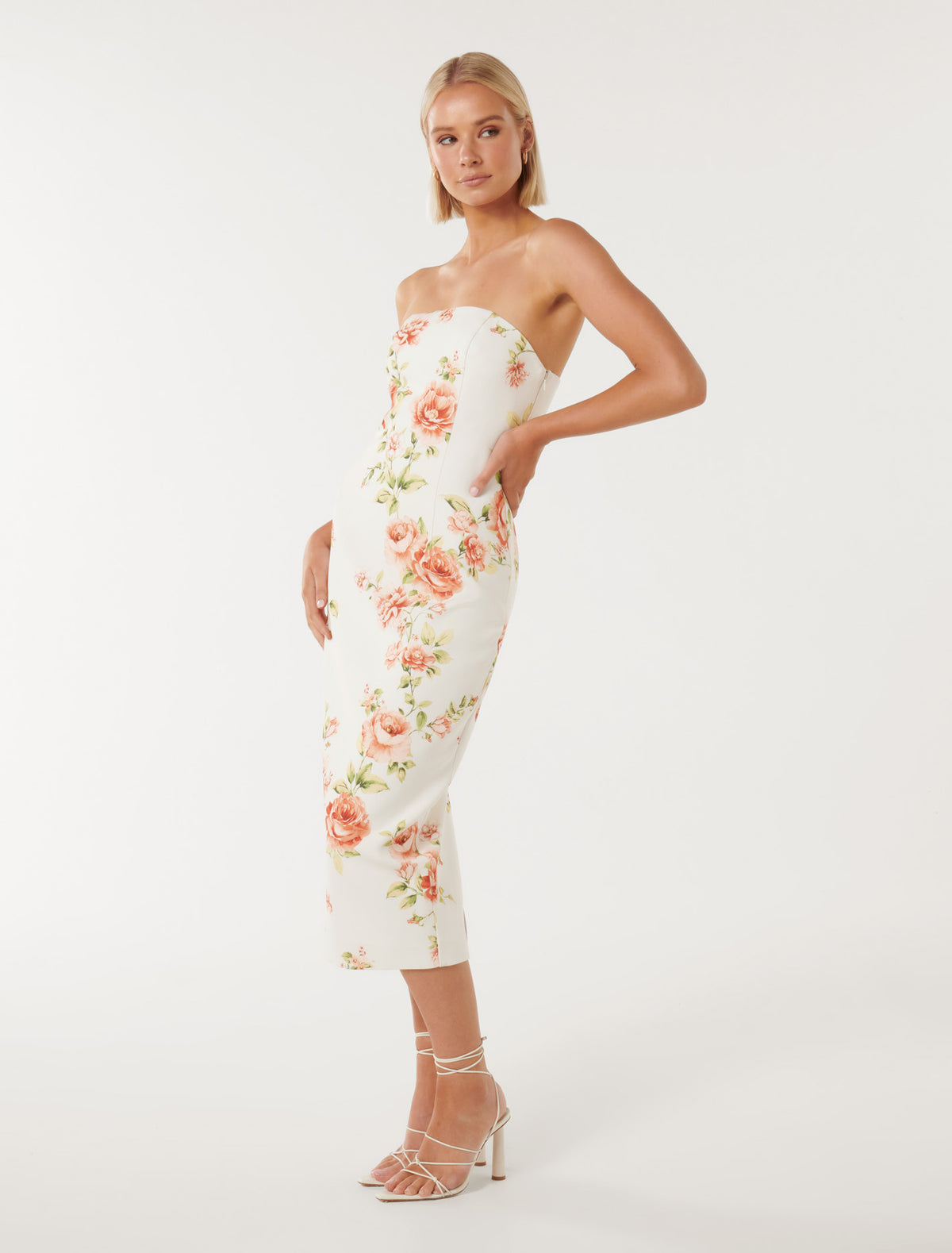 Tiana Strapless Midi Easton Floral
