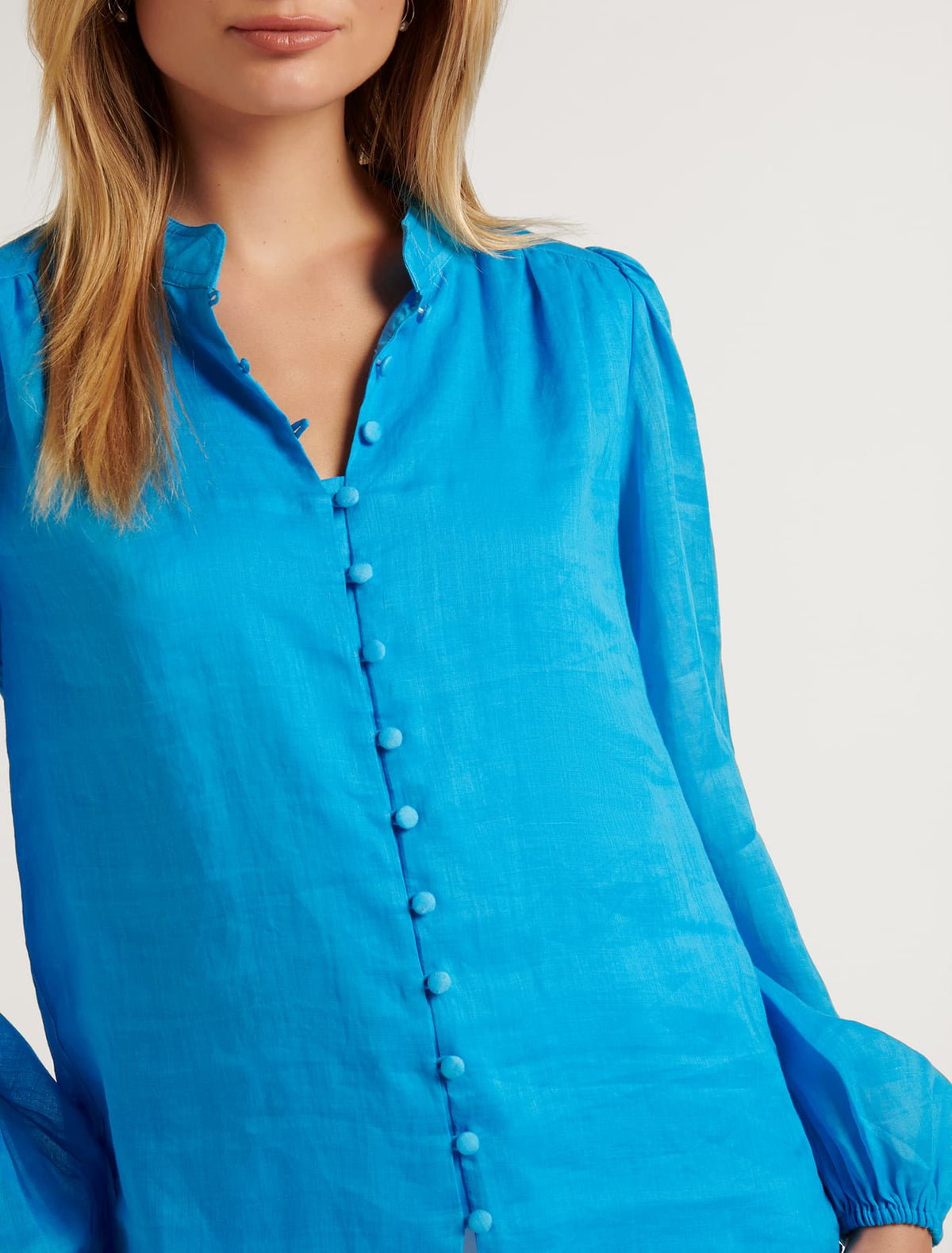 Amelia Button Down Blouse Vivid Cornflower