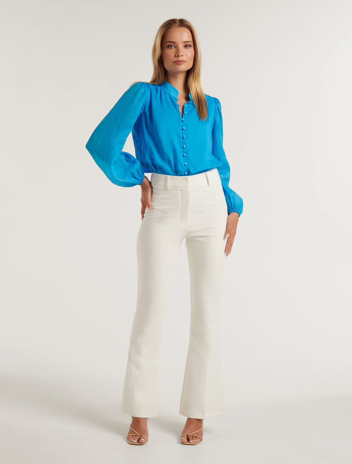 Amelia Button Down Blouse Vivid Cornflower