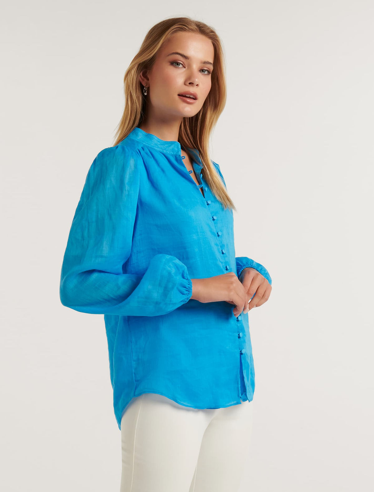 Amelia Button Down Blouse Vivid Cornflower