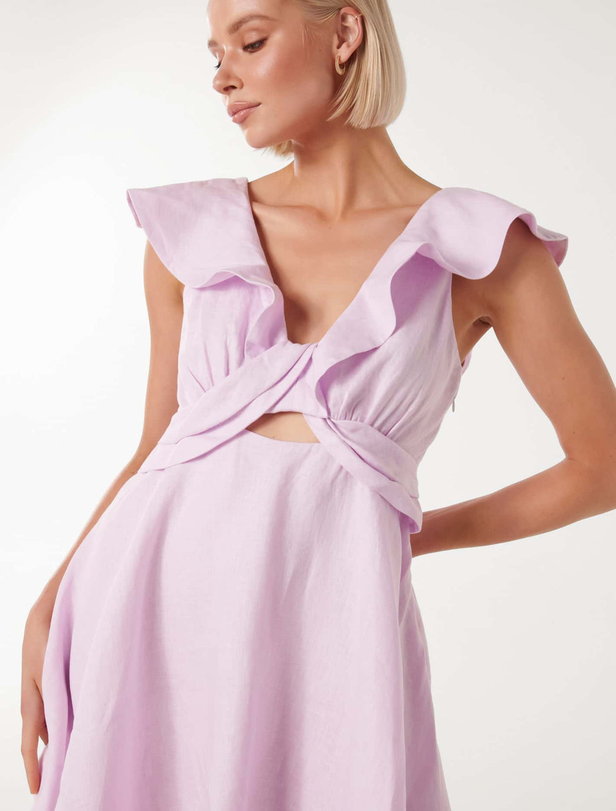 Maddie Twist-Front Mini Dress Lilac