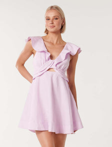 Maddie Twist-Front Mini Dress Lilac