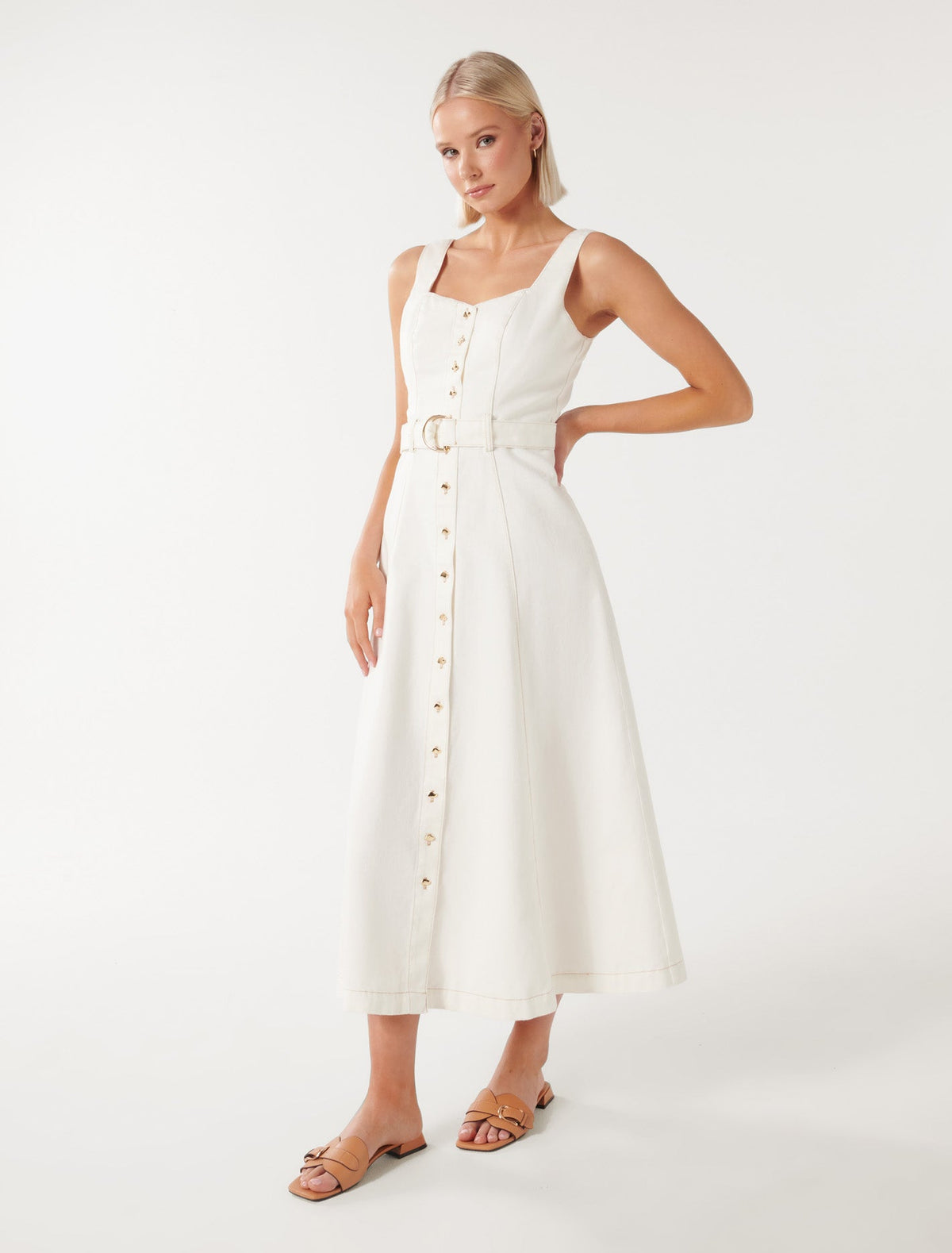 Maja Denim Dress Porcelain