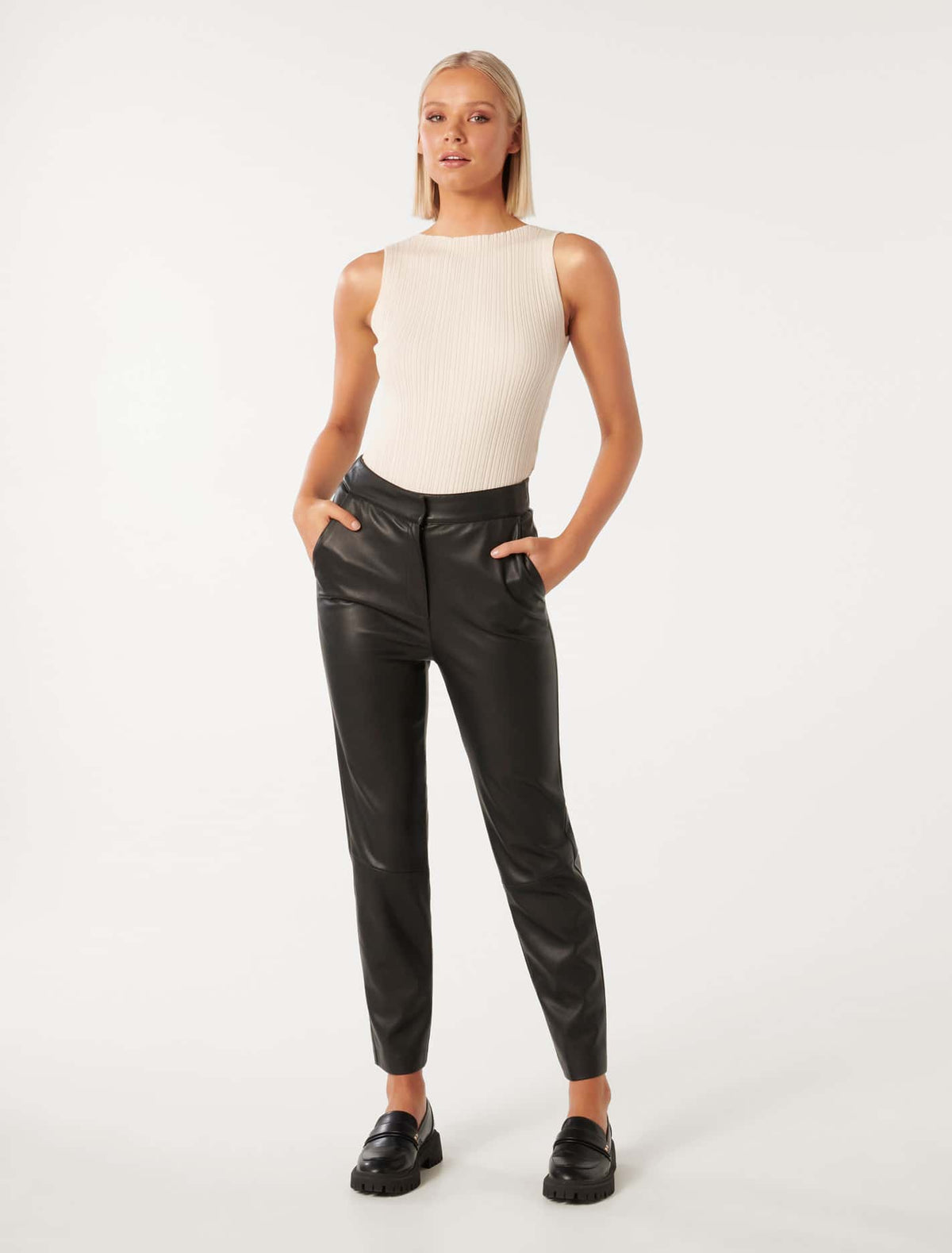 Alexis Vegan Leather Slim Leg Pant Black