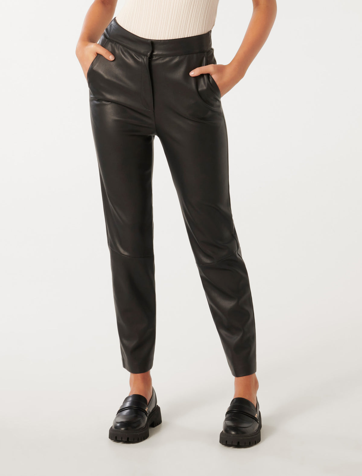 Alexis Vegan Leather Slim Leg Pant Black