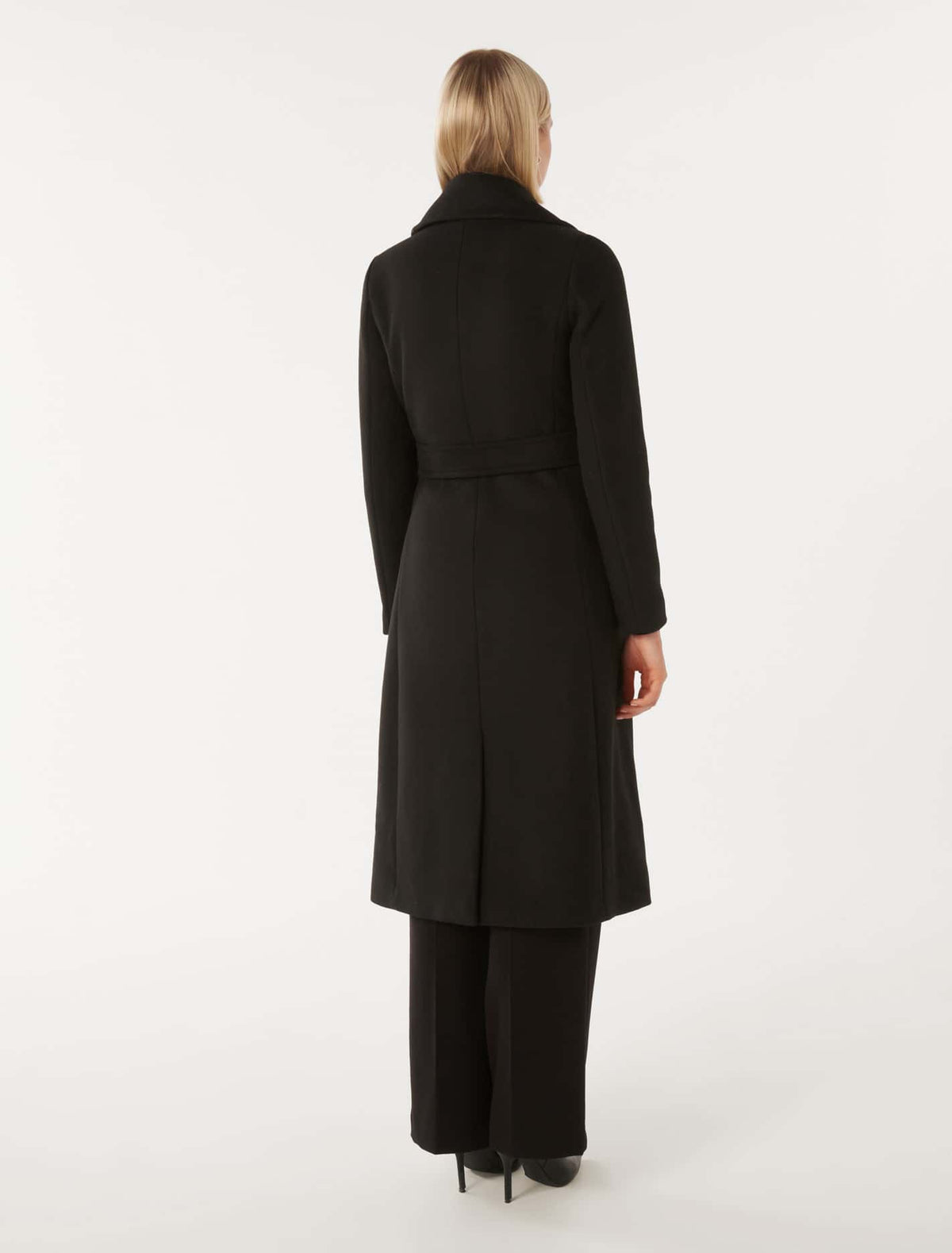 Amanda Belted Wrap Coat Black